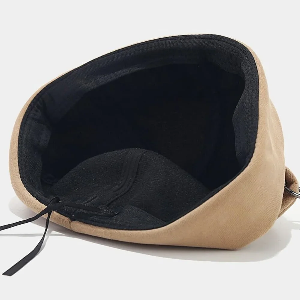 Unisex Khaki Bear Ear Skull Cap Brimless Cap Adjustable Docker Cap Docker Cap